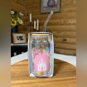 CINDERELLA Pink Pumpkin Glass Tumbler